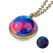 Load image into Gallery viewer, Nebula Galaxy Double Sided Pendant Necklace Glass Art Picture Handmade Statement Universe Planet Jewelry Necklace
